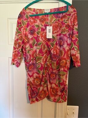 NWT Jade by Johnny Was Bright Floral Pink Tunic